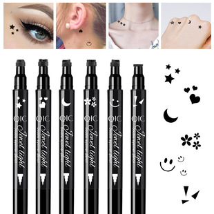 Cosmetic wholesale QIC double-head seal color eyeliner waterproof non-blooming embellishment seal pattern cross-border beauty makeup