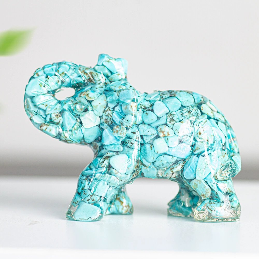 [Lucky Crystal Elephant] Натуральный кристаллический смоляной слон украшение, благоприятное настольное украшение