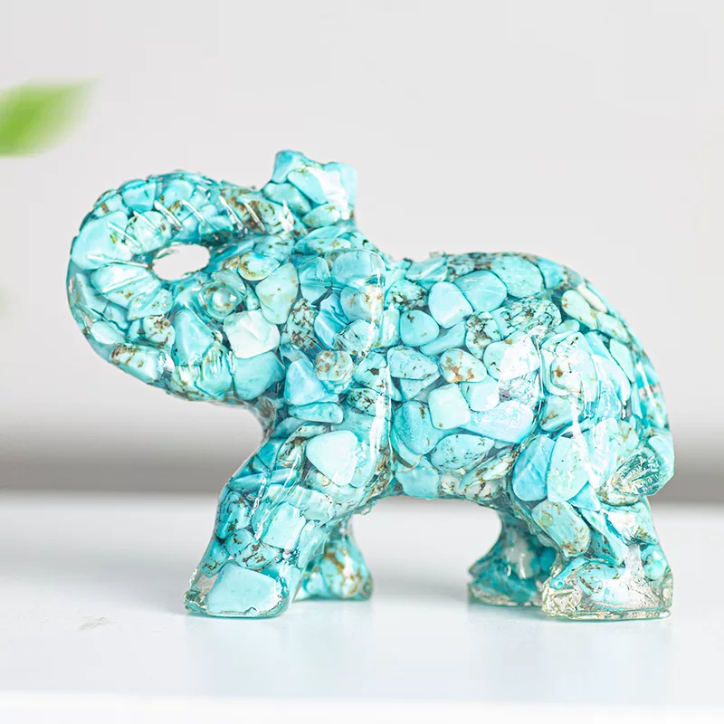 [Lucky Crystal Elephant] Натуральный кристаллический смоляной слон украшение, благоприятное настольное украшение