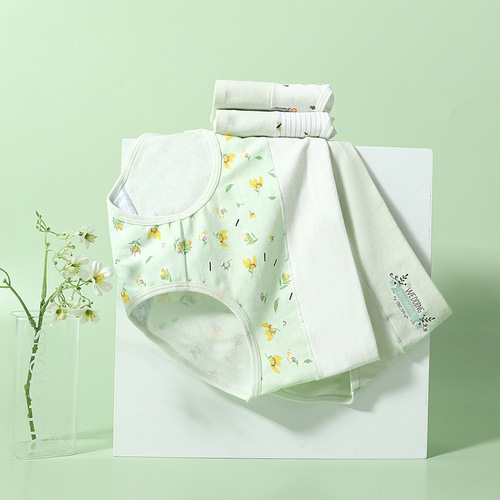 Girls' cotton print underwear, large size, seamless, for primary and high school students, high-waisted, Japanese-style triangle underwear