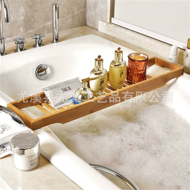 Baño de bambú drenaje bañera rack baño multi-funcional almacenamiento rack bandeja bañera bandeja Rack en stock