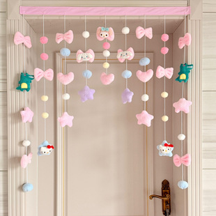 Pink Love Door Curtain Home High-value Princess Heart Door Curtain Decorative Hanging Curtain Non-perforated Partition Curtain for Women