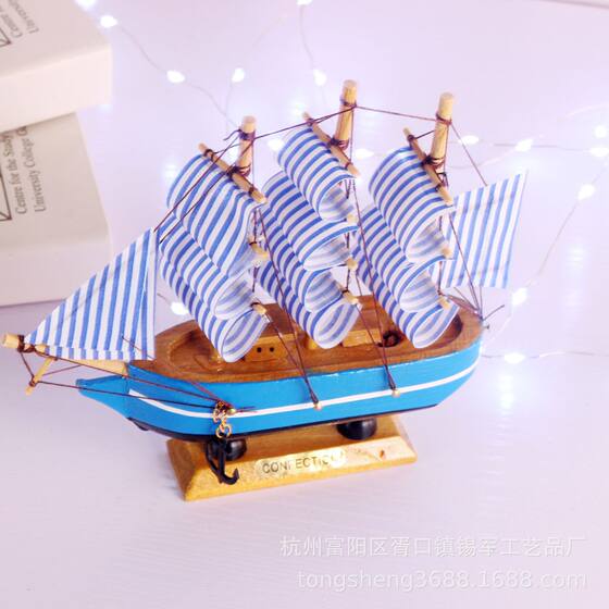 16cm Sailing crafts decoration Mediterranean style wooden sailing model large cake baking decoration