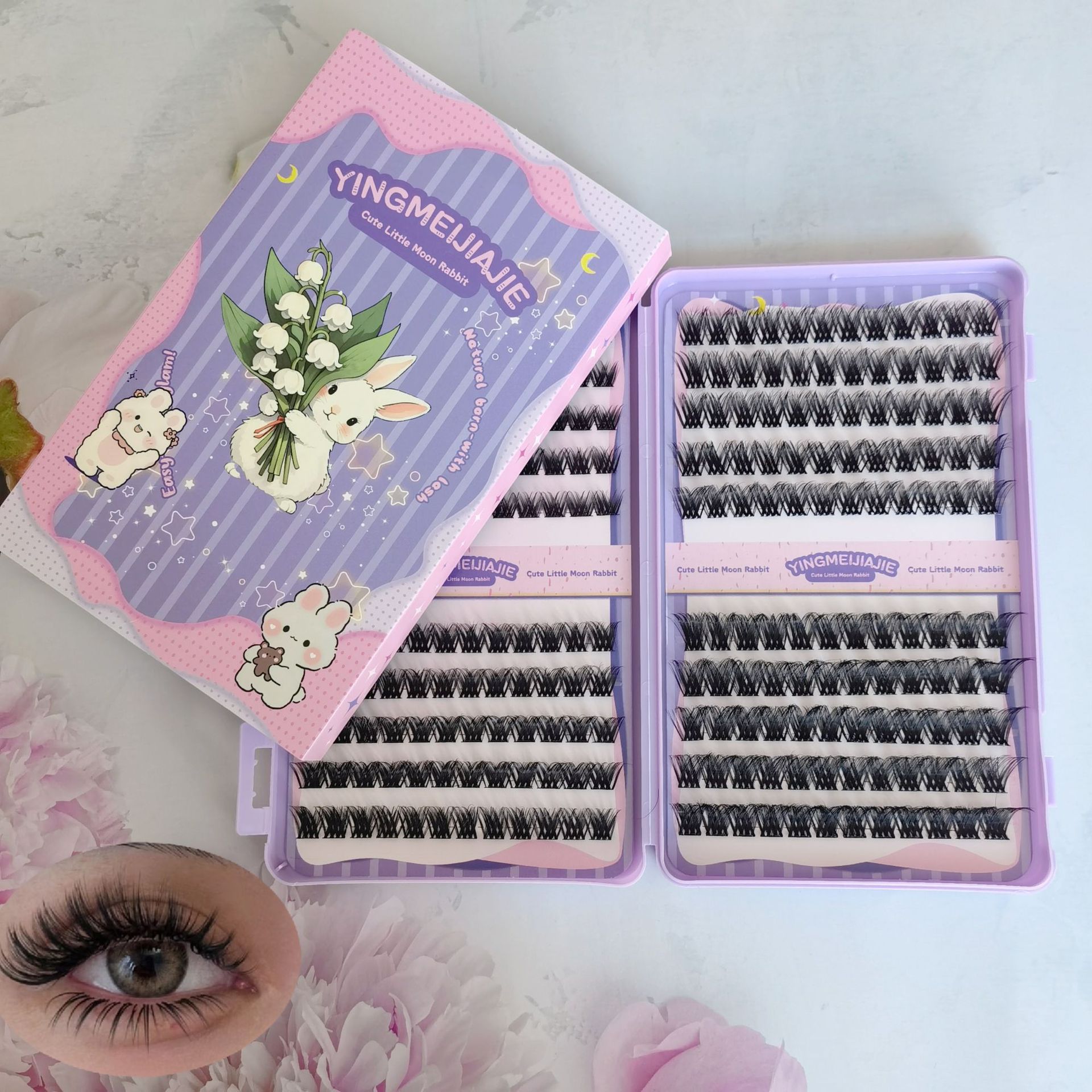 20 filas de paquete de caja de regalo de pestañas falsas transfronterizas, pestañas falsas densas, pestañas falsas sin pegamento.