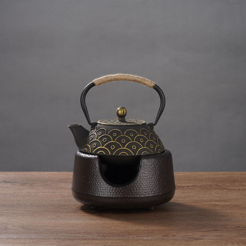 Peonía olla de hierro fundido olla tetera de hierro cerdo tetera hecho a mano viejo hierro olla tetera juego de té