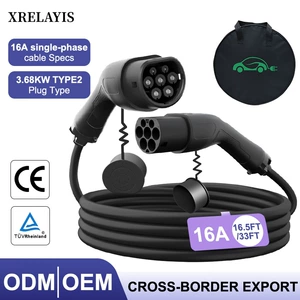 Type2 European Cross-Border Charger, European Standard Double-Head Black 3.7Kw, Specially Designed for New Energy Vehicle Charging Stations