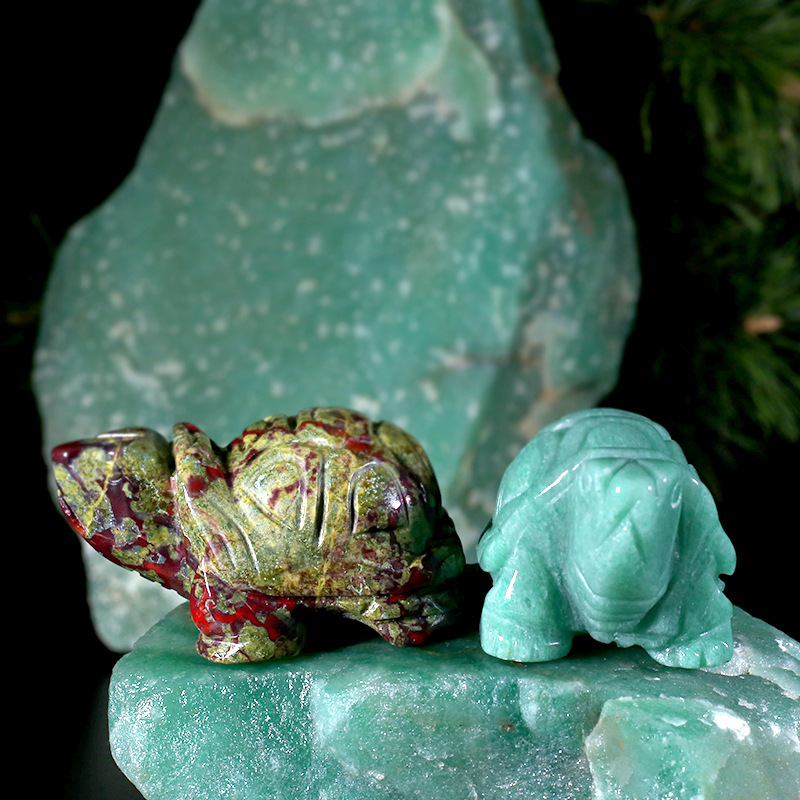 Cross-border new product crystal carvings natural jade longevity turtle decorative rose quartz agate small turtle jade ornaments