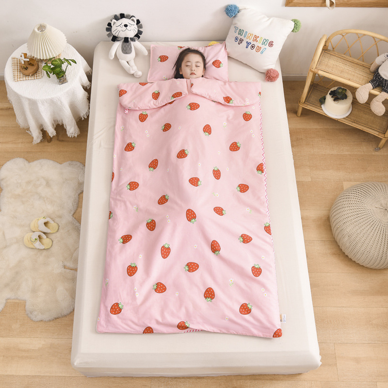 All-Cotton Children's Sleeping Bag for Autumn and Winter, Pure Cotton Cartoon Anti-Kick Quilt for Babies, Anti-Kick Quilt Artifact, Thickened and Warm