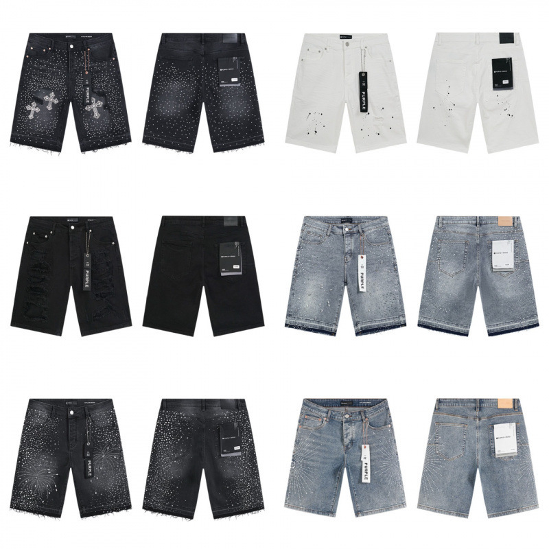 Cross-Border Trendy Brand Purple Brand Jeans European and American Style High Street Loose Versatile Denim Shorts for Men and Women Cross-Border Trendy Brand Purple Brand Jeans European and American Style High Street Loose Versatile Denim Shorts for Men and Women