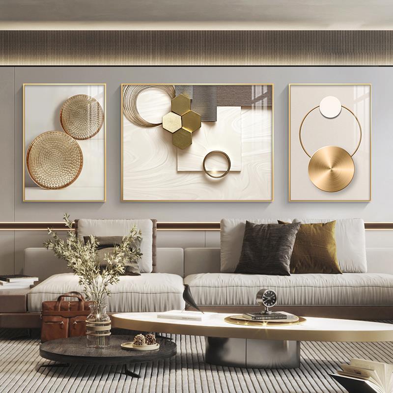 Modern Light Luxury Decorative Painting Sofa Background Wall Hanging Painting Simple Atmospheric Mural Advanced Sense Abstract Triptych