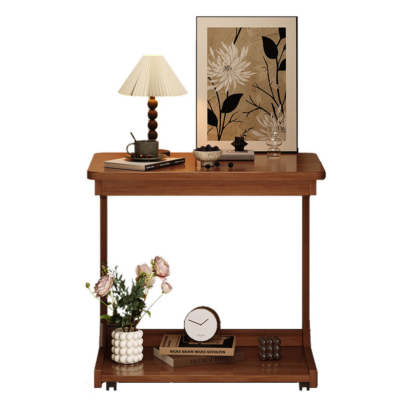 Mesa de centro móvil, mesa pequeña, mesa lateral, lujo ligero, alta calidad, mesita de noche pequeña, gabinete lateral de viento silencioso antiguo, madera maciza