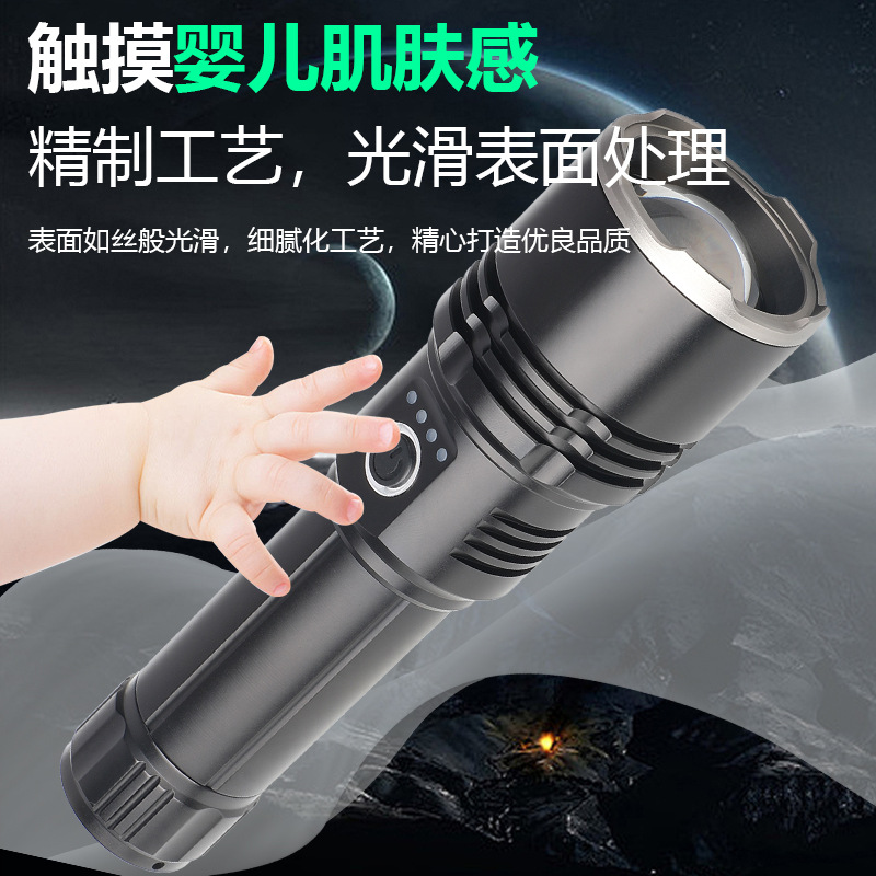 Nueva linterna transfronteriza láser blanco brillante ultra largo alcance de alta potencia de larga duración pescar correr luz portátil