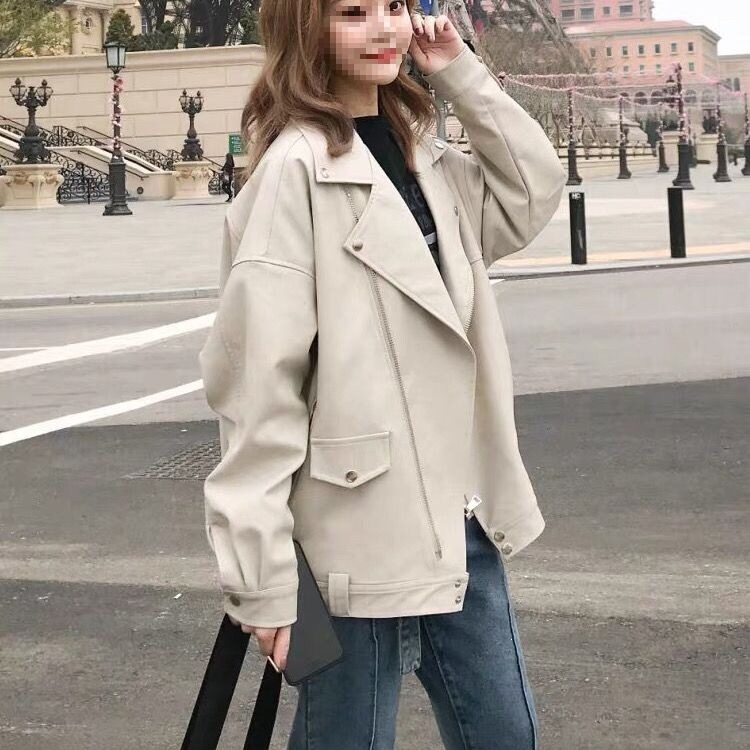Thickened motorcycle leather jacket for women, 2026 autumn and winter new Korean version, BF loose-fitting PU padded jacket, college style short coat Thickened motorcycle leather jacket for women, 2026 autumn and winter new Korean version, BF loose-fitting PU padded jacket, college style short coat