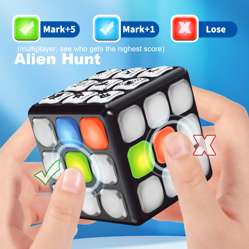 Amazon juego de rompecabezas eléctrico música interactiva multifunción Cubo de Rubik luz cambiable electrónica para niños Cubo de Rubik