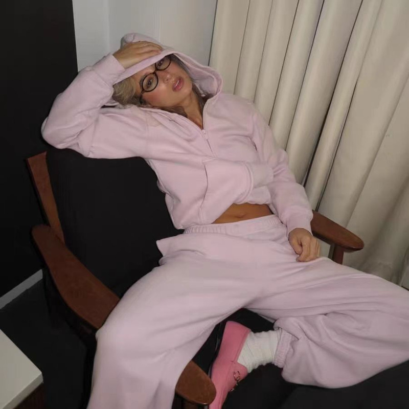 Tna Cozy Fleece Autumn and Winter New Fleece Age-Reducing American Cotton Pure Color Hooded Cardigan Zipper Sweatshirt Tna Cozy Fleece Autumn and Winter New Fleece Age-Reducing American Cotton Pure Color Hooded Cardigan Zipper Sweatshirt