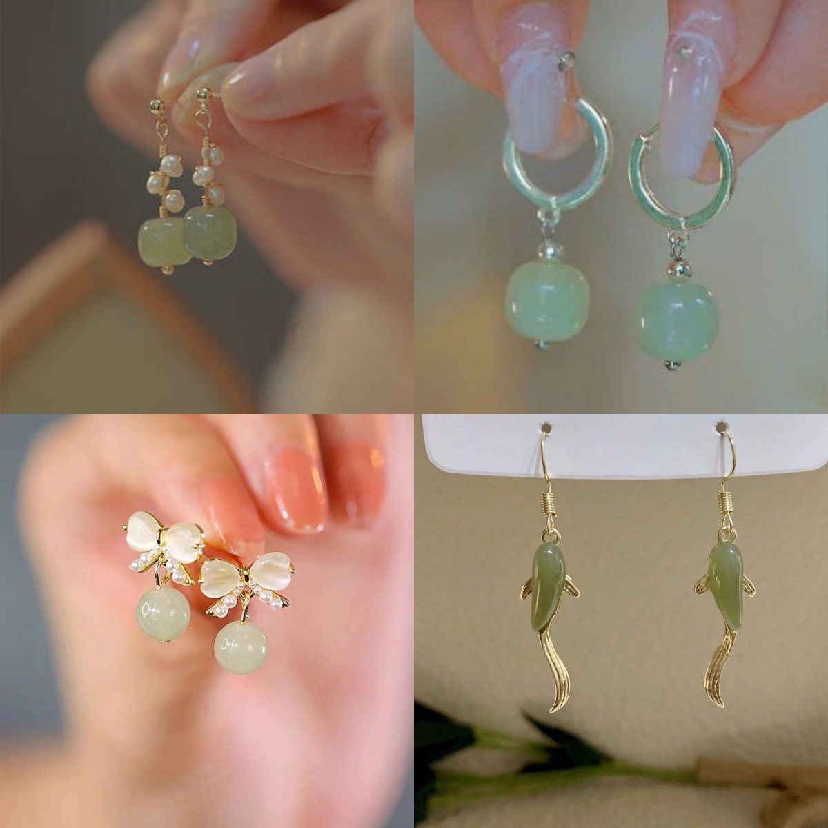(Wholesale), small design long earrings from pearl, Chinese style, flowered, light luxury style, trend of season, simple and elegant design