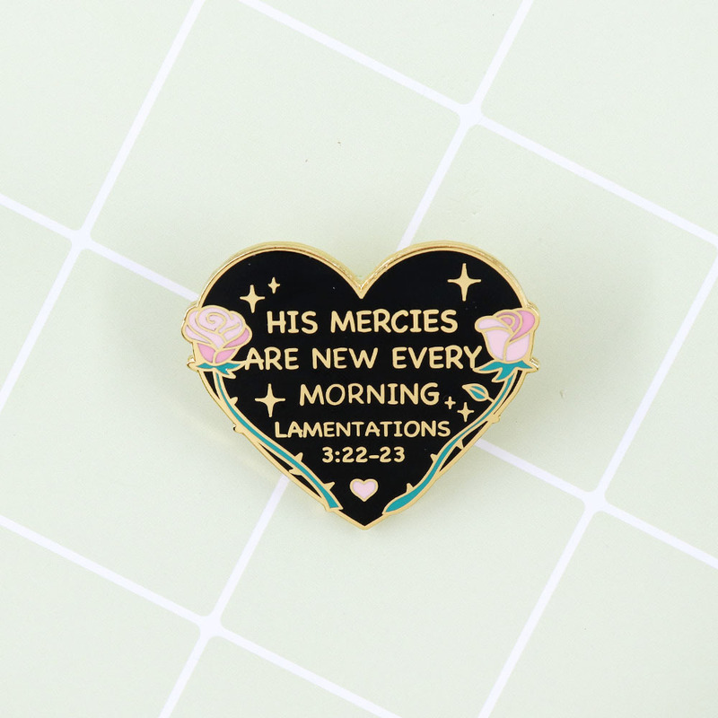 Every Morning Is a New Lapel Pin Jeremiah Poetry Metal Brooch Heart Rose Versatile Accessory