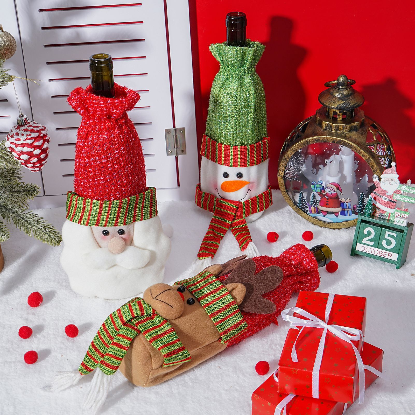 Transfronteriza nueva bolsa de regalo de Navidad bolsa de regalo Santa Claus Champagne botella de vino cubierta decoración de la barra