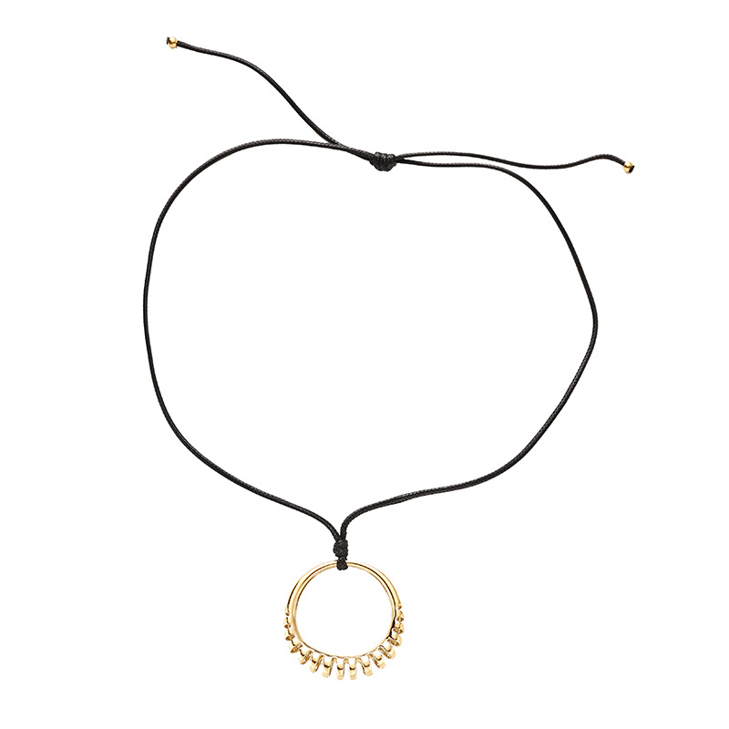 TENA retro anular hueco estilo largo collar de suéter de acero inoxidable 18K dorado collar de cuero al por mayor image 6