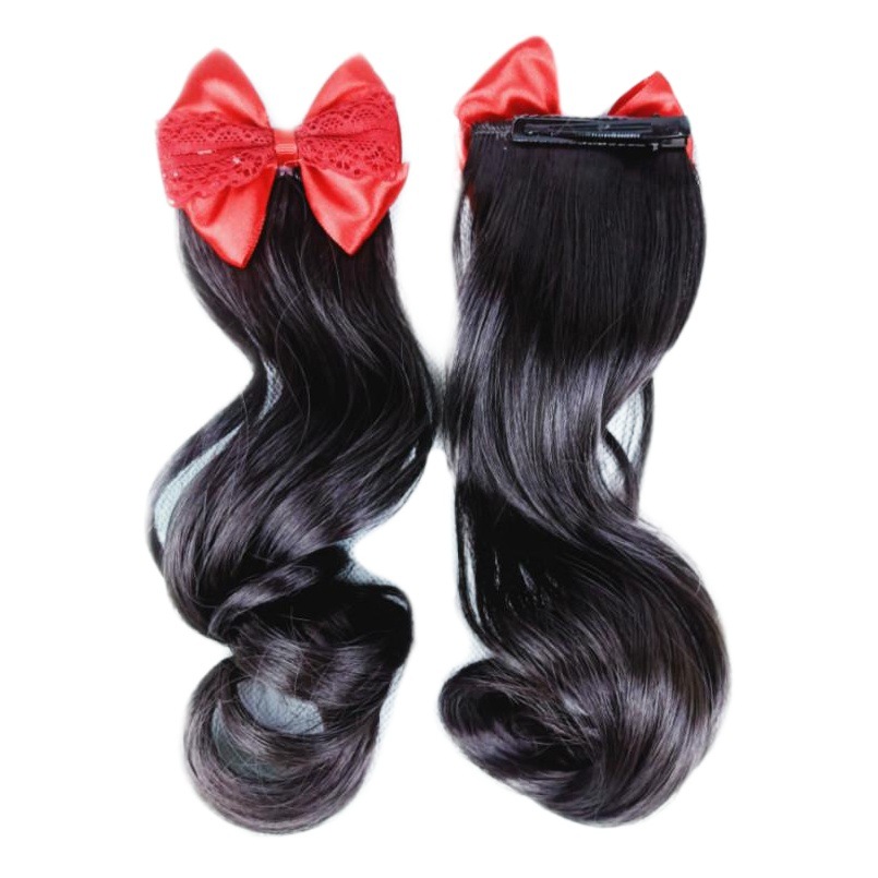 Fábrica al por mayor estilo coreano de los niños peluca rizada lado Cola de Caballo doble trenza Pelo Rizado princesa arco horquilla gran cantidad en stock