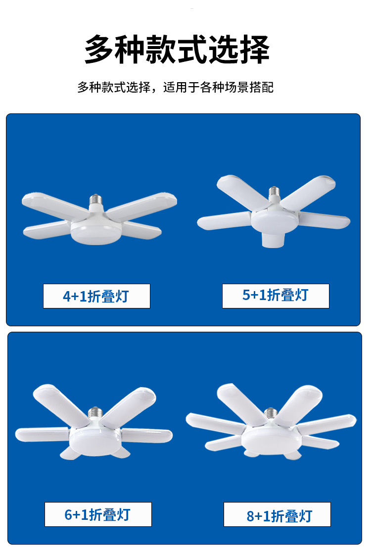 led直叶折叠E27螺口室内家用新颖便捷单灯泡现货批发超亮畅销时尚