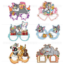 猫和老鼠生日派对纸质眼镜拍照道具面具汤姆猫派对装饰用品