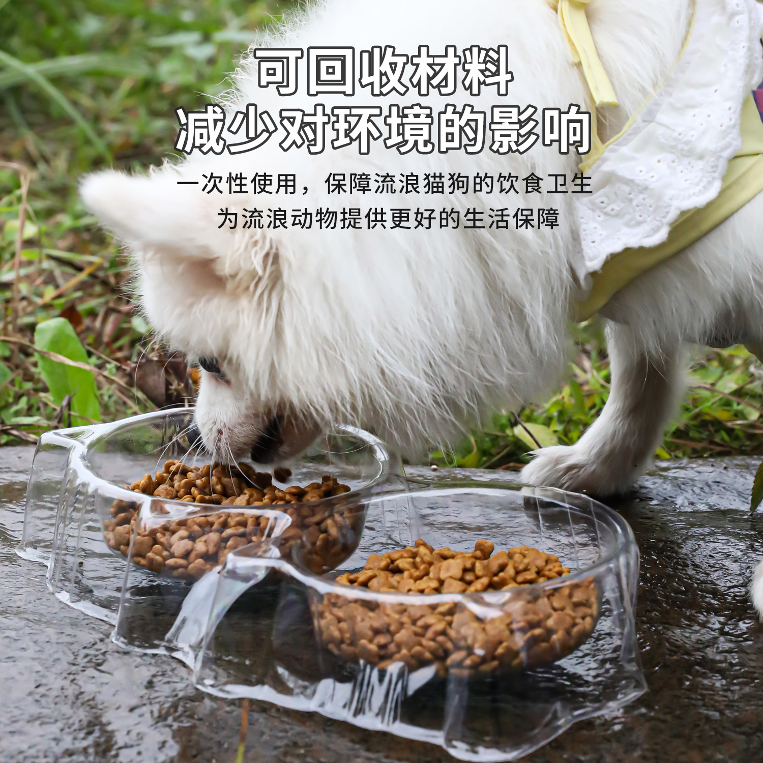 Cuenco desechable para gatos al aire libre a prueba de mosquitos cuenco para mascotas plástico ligero reciclable para gatos y perros callejeros alimentación cuenco redondo al por mayor