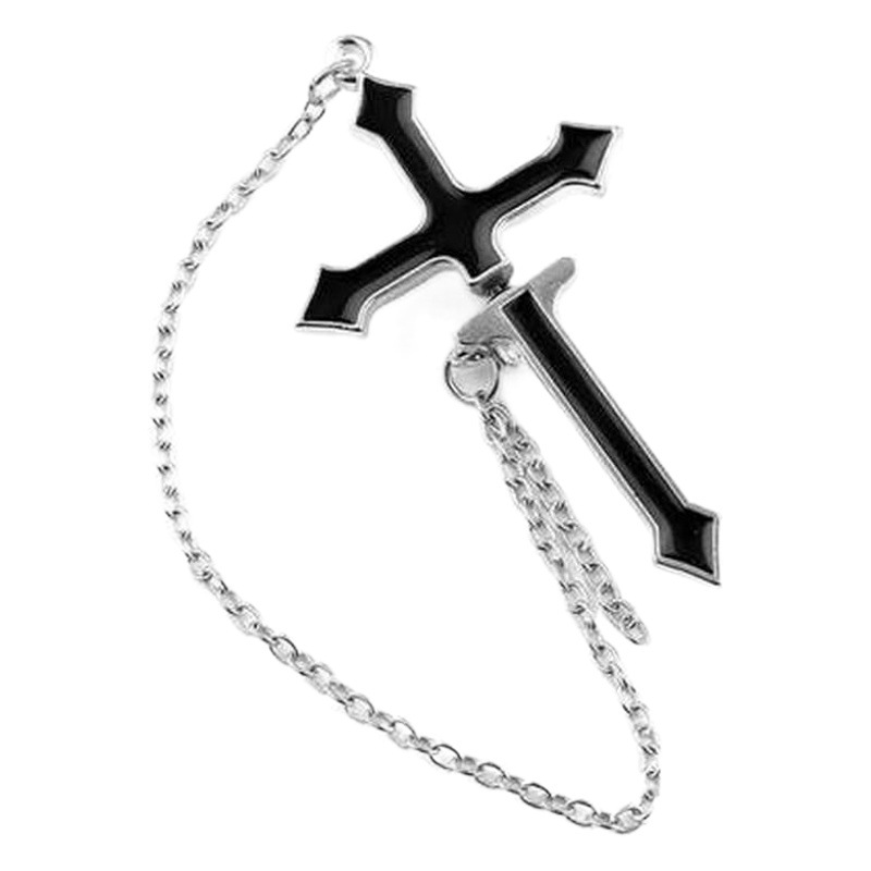 Fashion sex cold wind Port wind oil cool handsome disco exaggerated cross chain piercing earrings earrings earbone earrings