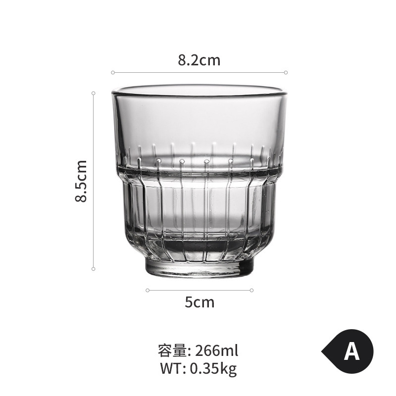 Libby Taza de agua de vidrio apilada gruesa vertical Café con leche Taza de bebida fría Cerveza Whisky Taza de vino al por mayor