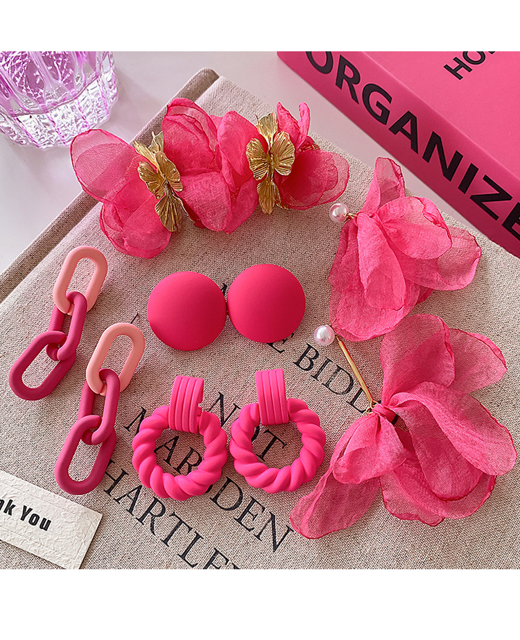Daily, Date, Tea Party Occasion 1 Pair Cute Sweet Geometric Flower Alloy Cloth Drop Earrings Ear Studs