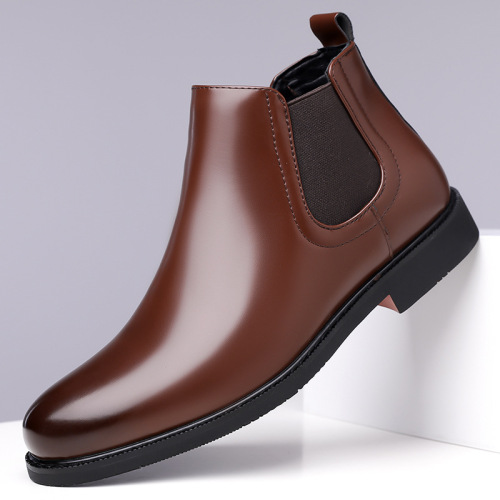 Autumn and winter fleece-lined Martin boots for men, wear-resistant work boots, rubber outdoor hiking boots in large sizes 38-4.