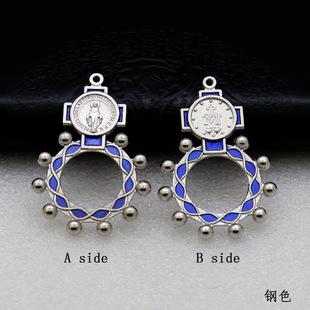 Cross-border source Mary rosary ring jewelry pendant plain silver ring car ring key pendant clothing accessories