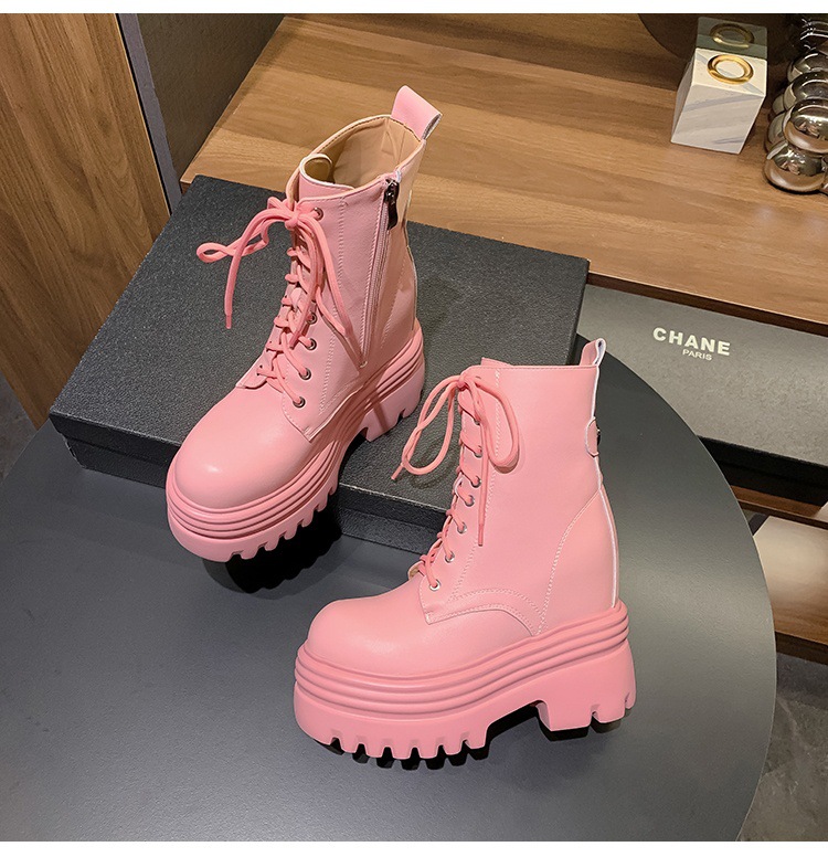Boot nữ cổ thấp da thật gót siêu cao 15cm đế dày tăng chiều cao lót lông mùa thu đông — Lớp lót đơn màu trắng nhạt 12cm chi tiết 26