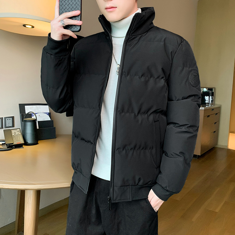 Men's autumn and winter thickened warm casual stand-up collar slim-fit cold-proof large size cotton jacket trendy coat