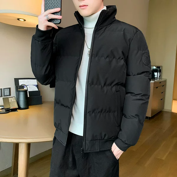 Men's autumn and winter thickened warm casual stand-up collar slim-fit cold-proof large size cotton jacket trendy coat