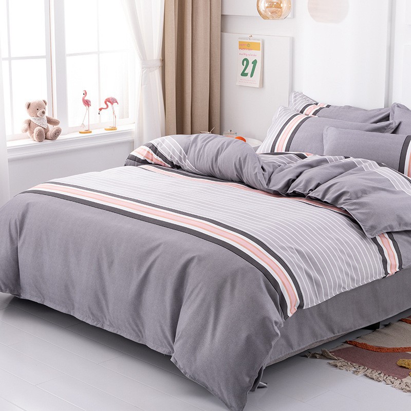 水星家纺磨毛四件套加厚纯涤棉被套长绒棉床单双人学生宿舍三件套