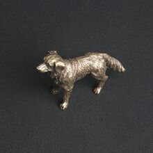 做旧黄铜牧羊犬桌面摆件十二生肖狗旺财茶宠摆饰铜雕工艺品老铜器