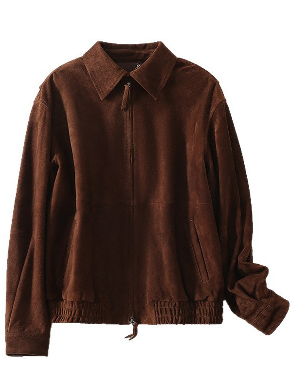 初秋の新製品 HN4170 輸入本革シープスキンスエードレトロオールドマネーワイドショルダーラペルジャケットレディースカジュアルレザージャケット