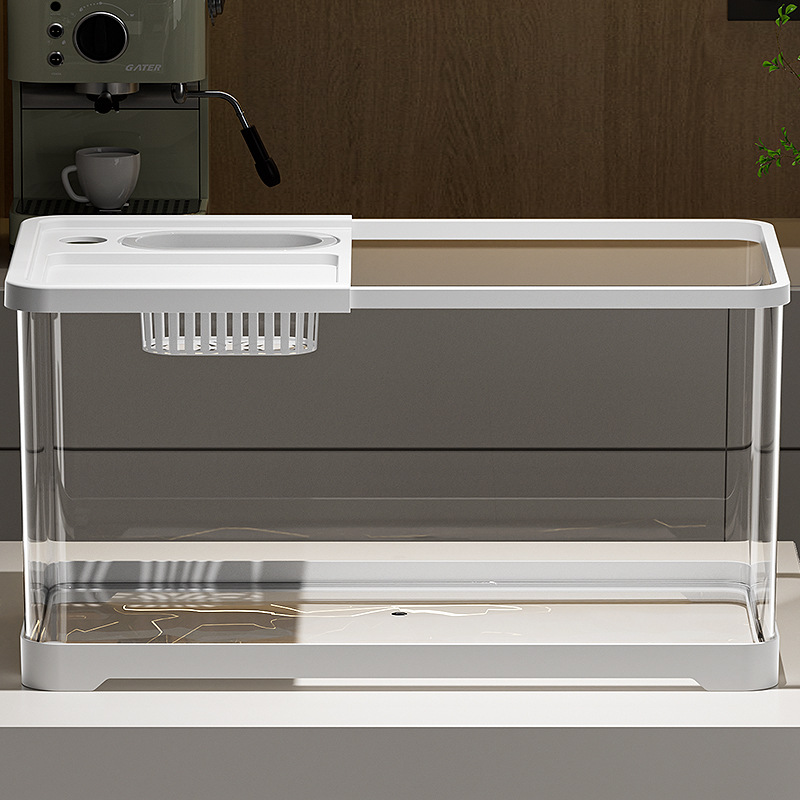 Pecera sala de estar hogar pequeño tanque ecológico conjunto completo de diseño de escritorio tanque de pez dorado oficina tanque de tortuga transparente de alta definición