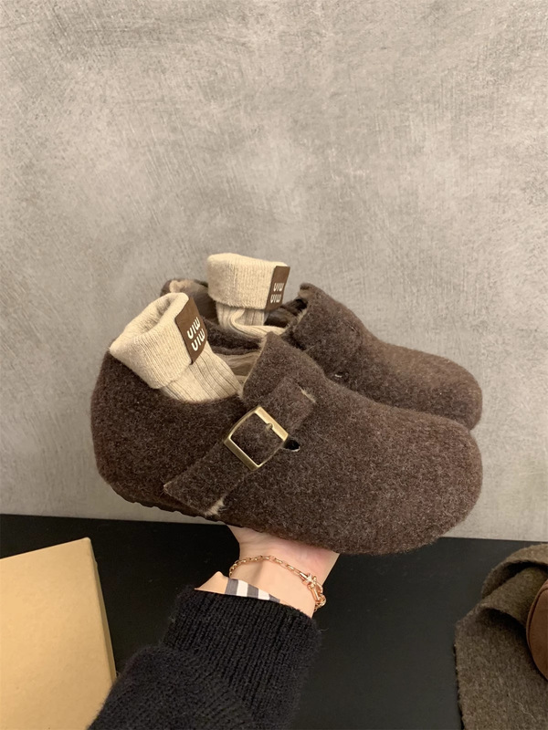 小个子内增高5CM毛呢厚底博肯鞋秋冬季保暖防寒加绒棉鞋毛毛鞋女|undefined