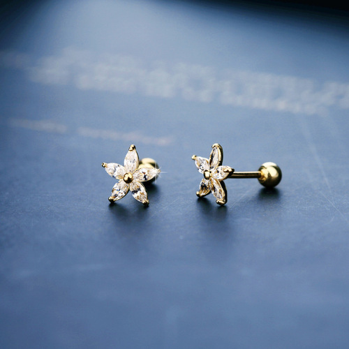 Gold earrings, earrings, screws, earrings, mini minimalist commuting