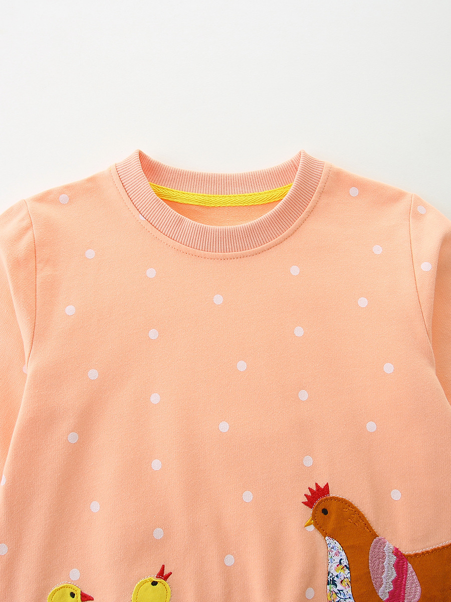 Otoño nuevo estilo europeo y americano camiseta de cuello redondo bordado camiseta de niñas de algodón de punto camiseta de mangas largas para niños image 6