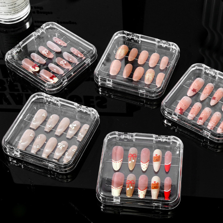 透明美甲盒 穿戴甲盒子甲片收纳盒高透亚力克胸章饰品包装盒塑料