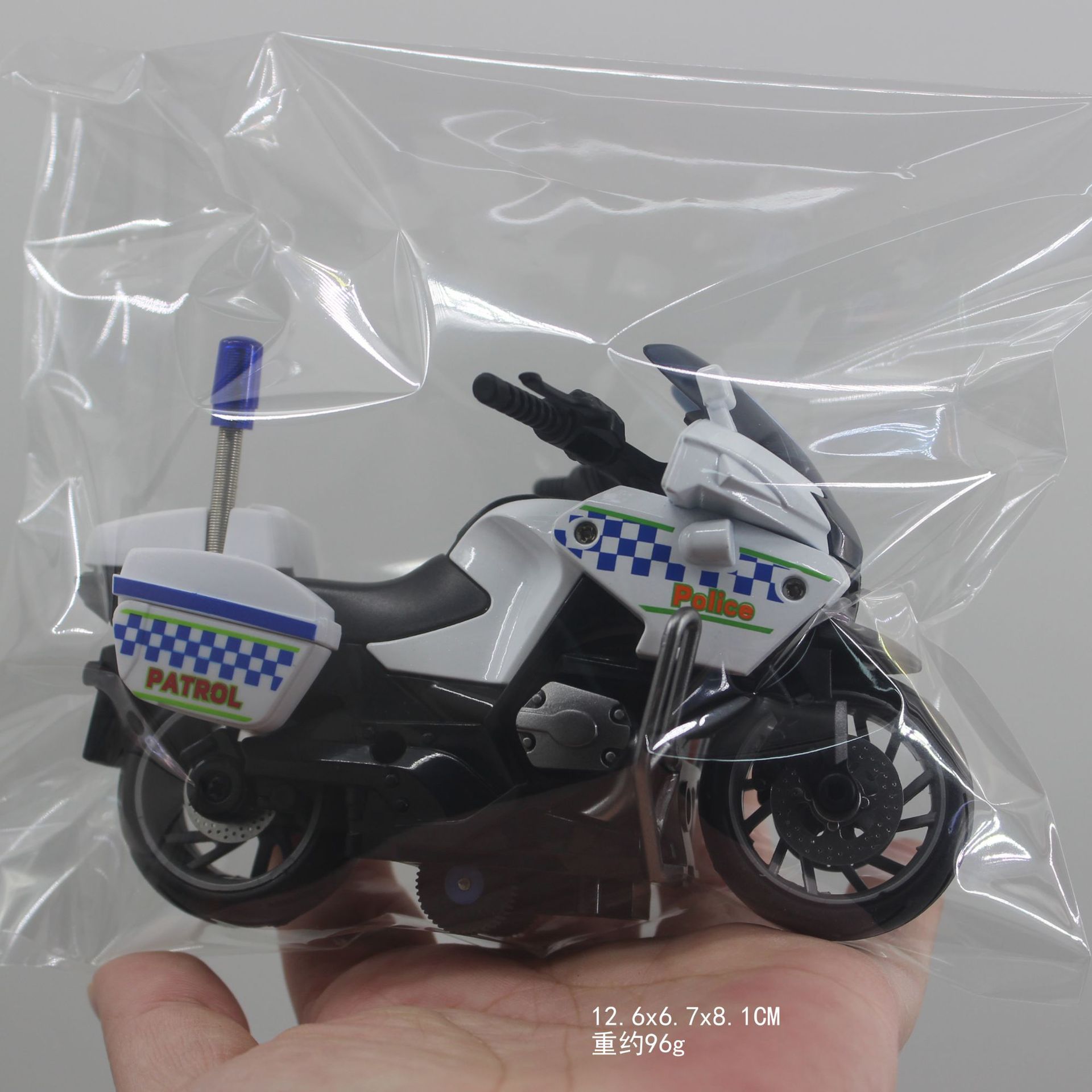 OPP 가방 96G 흰색 모델 2 H7788-6 시뮬레이션 순찰 차량 모델 12.6X6.7X8.1CM