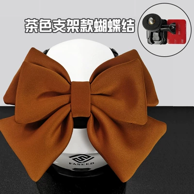 Bow on the Helmet, Motosiklet dəbilqələri - one-size-fits-all-brown-double-layer-luxury-bow-gopro-bracket