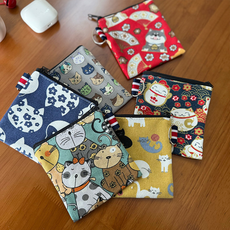 Canvas fashion creative cute portable travel coin purse key mobile phone card bag cartoon cute zipper bag wholesale Canvas fashion creative cute portable travel coin purse key mobile phone card bag cartoon cute zipper bag wholesale