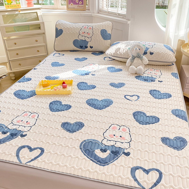 Summer ice silk latex mat three-piece set folding soft mat dormitory student single air-conditioned mat washable home use