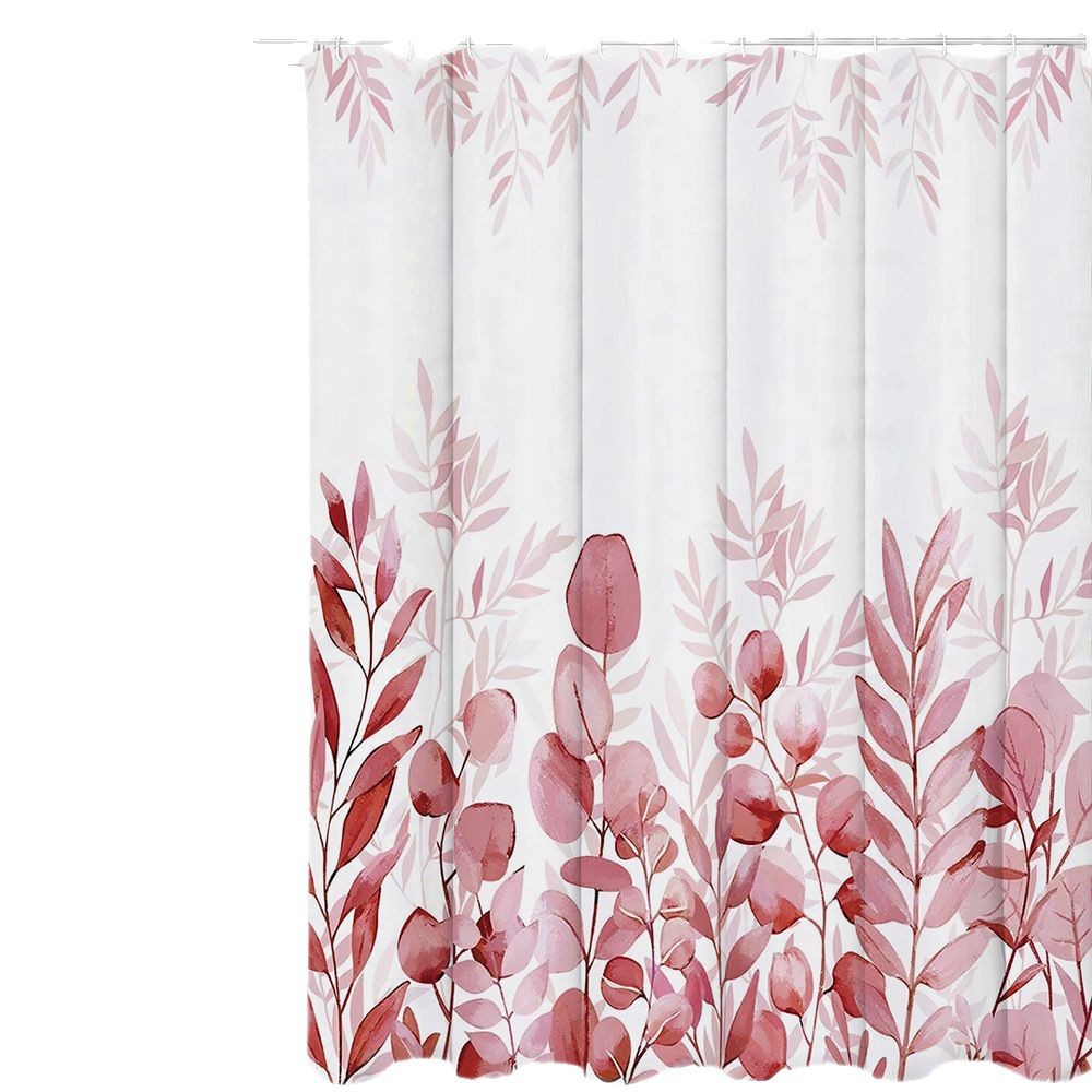 Amazon e-commerce transfronterizo venta transfronterizo cortina de ducha europea y americana diseño minimalista hoja rosa barra de baño necesaria