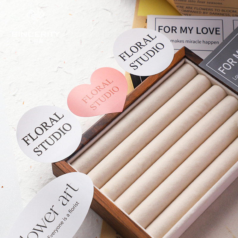 Ramo de siete colores, pegatinas autoadhesivas en inglés, pegatinas de flores, etiquetas de LOGO, floristería de viscosa floral, material de embalaje de bricolaje