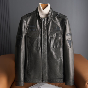 Small Quantity of Clothing Haining Men's Genuine Leather Jacket 2025 Spring New Business Casual Goatskin Leather Jacket